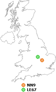 map showing distance between NN9 and LE67