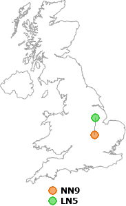 map showing distance between NN9 and LN5
