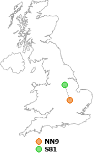map showing distance between NN9 and S81
