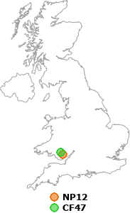 map showing distance between NP12 and CF47