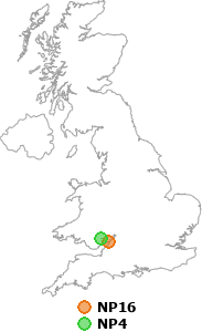 map showing distance between NP16 and NP4