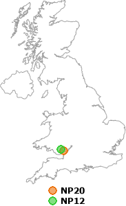 map showing distance between NP20 and NP12
