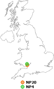 map showing distance between NP20 and NP4