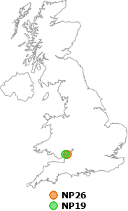 map showing distance between NP26 and NP19