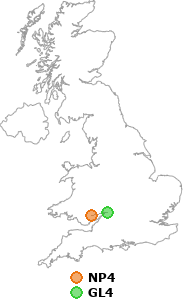 map showing distance between NP4 and GL4