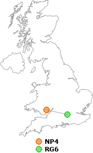 map showing distance between NP4 and RG6