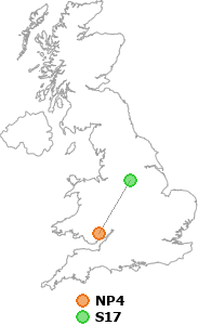 map showing distance between NP4 and S17