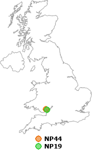 map showing distance between NP44 and NP19