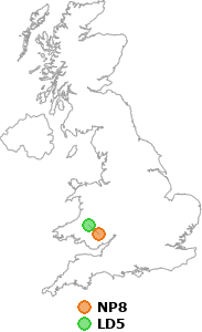 map showing distance between NP8 and LD5