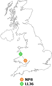 map showing distance between NP8 and LL36