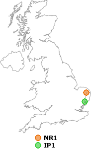 map showing distance between NR1 and IP1