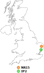 map showing distance between NR15 and IP2
