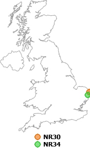 map showing distance between NR30 and NR34