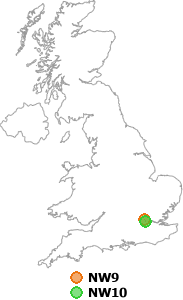 map showing distance between NW9 and NW10