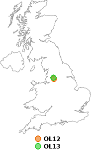 map showing distance between OL12 and OL13