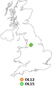 map showing distance between OL12 and OL15