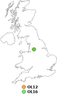 map showing distance between OL12 and OL16