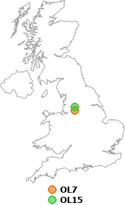 map showing distance between OL7 and OL15