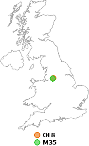 map showing distance between OL8 and M35