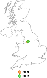 map showing distance between OL9 and OL2