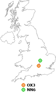 map showing distance between OX3 and NN6