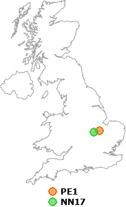 map showing distance between PE1 and NN17