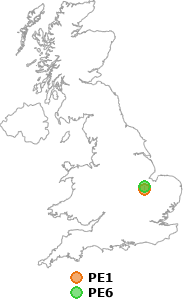 map showing distance between PE1 and PE6