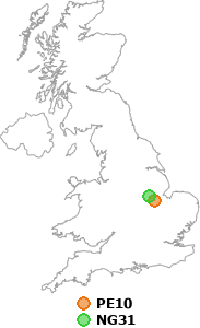 map showing distance between PE10 and NG31