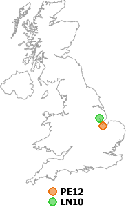 map showing distance between PE12 and LN10