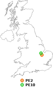 map showing distance between PE2 and PE10