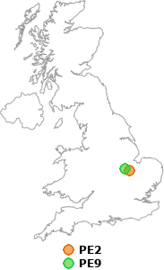 map showing distance between PE2 and PE9