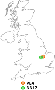 map showing distance between PE4 and NN17