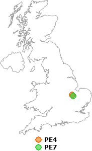 map showing distance between PE4 and PE7