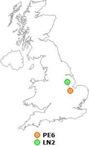 map showing distance between PE6 and LN2