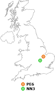 map showing distance between PE6 and NN3