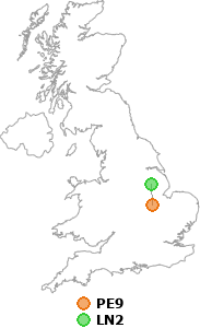 map showing distance between PE9 and LN2