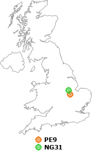 map showing distance between PE9 and NG31
