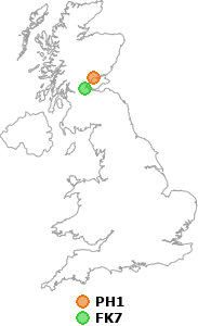 map showing distance between PH1 and FK7