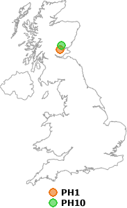map showing distance between PH1 and PH10