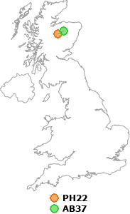 map showing distance between PH22 and AB37