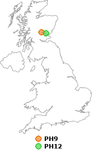 map showing distance between PH9 and PH12
