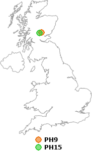map showing distance between PH9 and PH15