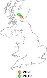 map showing distance between PH9 and PH19