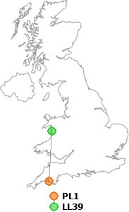 map showing distance between PL1 and LL39