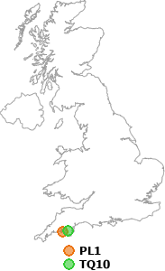 map showing distance between PL1 and TQ10