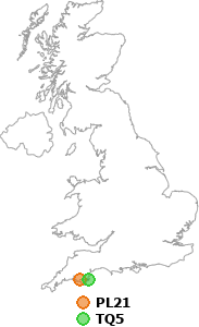 map showing distance between PL21 and TQ5