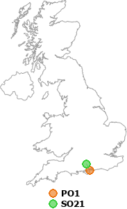 map showing distance between PO1 and SO21