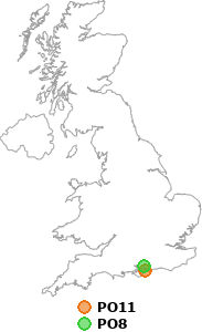 map showing distance between PO11 and PO8