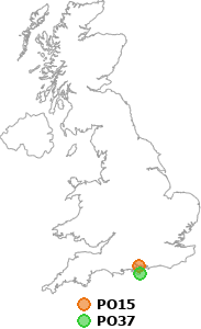 map showing distance between PO15 and PO37