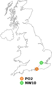 map showing distance between PO2 and NW10